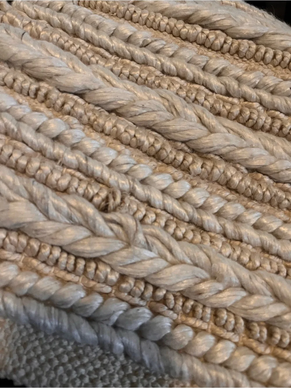 Pottery Barn Cream and Tan Braided Cotton Rug-Style Bath Mat